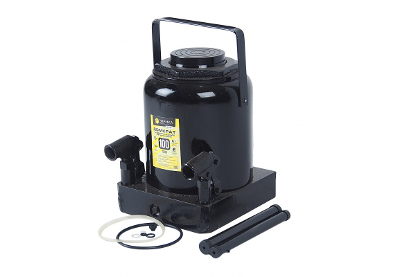 Гидравлический бутылочный домкрат ЭВРИКА с клапаном, 100 т, ремкомплект ER-81001