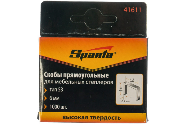 Скобы для мебельного степлера Sparta тип 53 6 мм 1000 шт. 41611