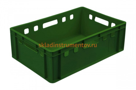 Ящик Тара.ру п/э мясной 600х400х200 сплошной Е2 зеленый 01600
