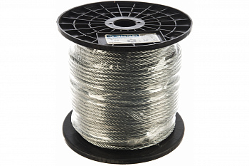 Стальной трос Зубр DIN 3055, оцинкованная сталь, синтетическая сердцевина, d=6 мм, L=120 м 4-304110-06