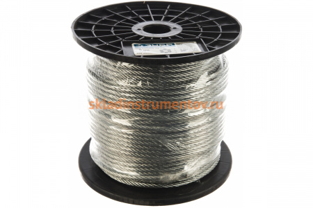 Стальной трос Зубр DIN 3055, оцинкованная сталь, синтетическая сердцевина, d=6 мм, L=120 м 4-304110-06