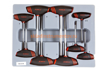 Набор 6-гранных, торцевых ключей с Т-образной ручкой 9 предметов FORCE 2097