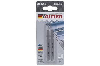 Пилки по стали Т118B (2 шт; 75х50 мм; шаг 2 мм; 12TPI; HSS) для лобзиков RITTER 3113-2