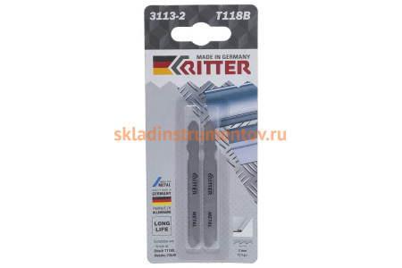 Пилки по стали Т118B (2 шт; 75х50 мм; шаг 2 мм; 12TPI; HSS) для лобзиков RITTER 3113-2