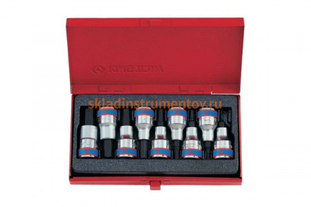 Набор торцевых насадок (1/2", HEX, 3-14 мм, L = 60 мм, 9 предметов) KING TONY 4110PR