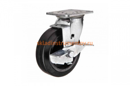 Колесо большегрузное обрезиненное поворотное с тормозом SCDB55 125 мм MFK-TORG 1084125