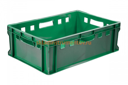 Ящик Тара.ру п/э мясной 600x400x200 сплошной Е2 зеленый 20314