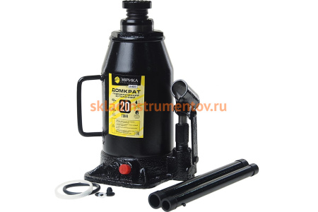 Гидравлический бутылочный домкрат ЭВРИКА с клапаном, 20 т, ремкомплект ER-80201