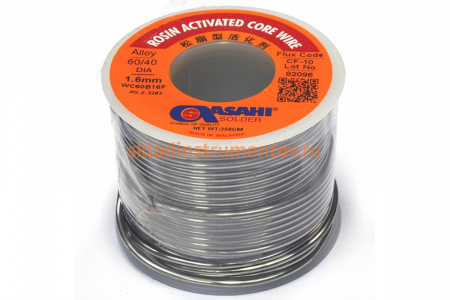 Припой (1.6 мм, 0.25 кг, Sn60/Pb40, СF10 флюс RA) ASAHI 00-00000076