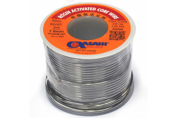 Припой (1.6 мм, 0.25 кг, Sn60/Pb40, СF10 флюс RA) ASAHI 00-00000076