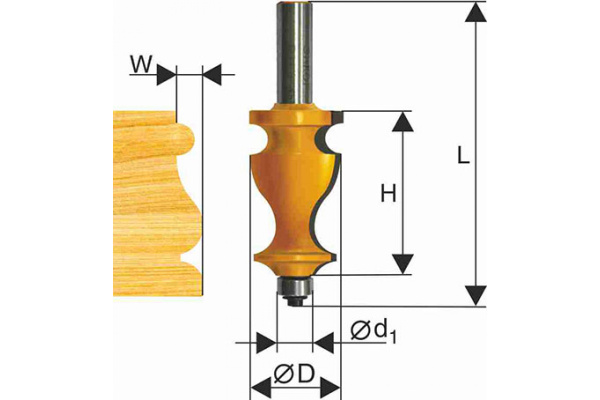 Фреза кромочная фигурная (27х41.3 мм; хвостовик 12 мм) Энкор 46410