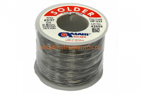 Припой (0.6 мм, 0.25 кг, Sn63/Pb37, HF533 флюс RMA) ASAHI 00-00002077