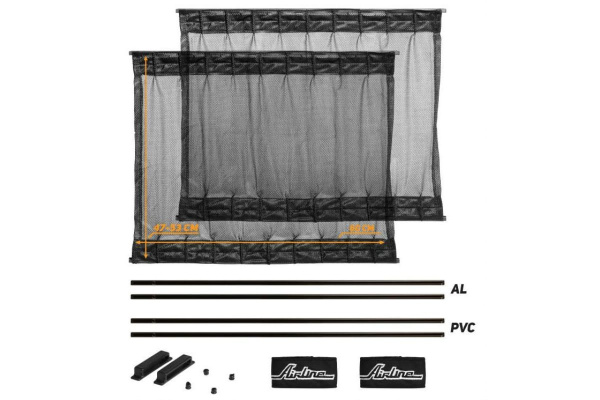 Солнцезащитные раздвижные шторки (60х47-53 см, черный цвет) Airline ASPS-S-10