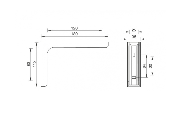Полкодержатель JET 216 120мм светло-коричневый PR216Q.120DL99