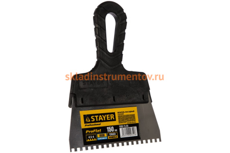 Нержавеющий зубчатый шпатель STAYER 1009-15-04