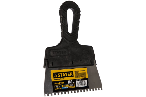 Нержавеющий зубчатый шпатель STAYER 1009-15-04