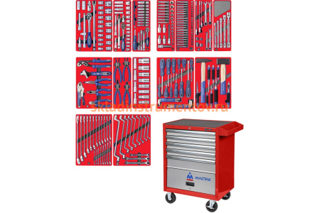 Набор инструментов ЛИДЕР в красной тележке, 270 предметов МАСТАК 52-270R