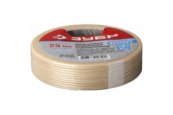 Клейкая однонаправленная лента Зубр ЭКСПЕРТ усиленная стекловолокном 25мм х 10м 12071-25-10