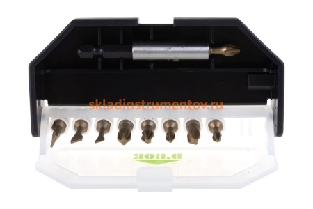 Набор бит TiN-half 10 шт с магнитным держателем D.BOR D-SET-10A-1-TIN