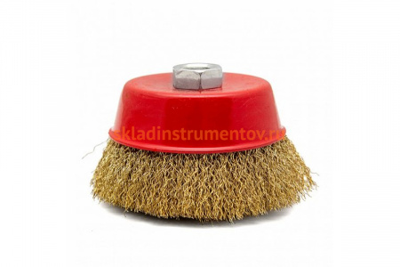 Щетка чашка (100 мм; М14; латунированная витая проволока) для УШМ КЕДР 208043