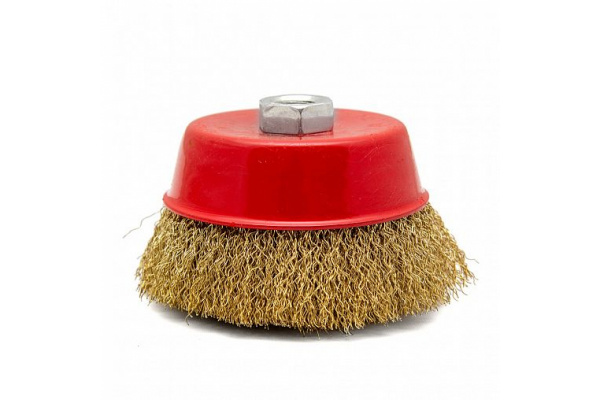 Щетка чашка (100 мм; М14; латунированная витая проволока) для УШМ КЕДР 208043