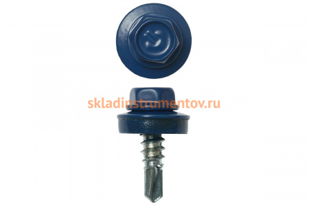 Саморезы Зубр для крепления кровельн. матер. к метал. конструкциям, цвет RAL 5005 синий насыщенный, оцинк. 5,5x25мм, 1800шт. 4-300310-55-025-5005