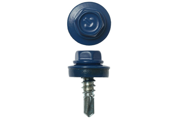 Саморезы Зубр для крепления кровельн. матер. к метал. конструкциям, цвет RAL 5005 синий насыщенный, оцинк. 5,5x25мм, 1800шт. 4-300310-55-025-5005