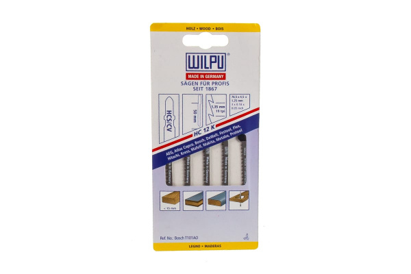 Пилка по дереву HC 12 K (5 шт; 76.5х4.5х1.25 мм; 50 мм; 19 TPI; HCS/CV) WILPU 211300005