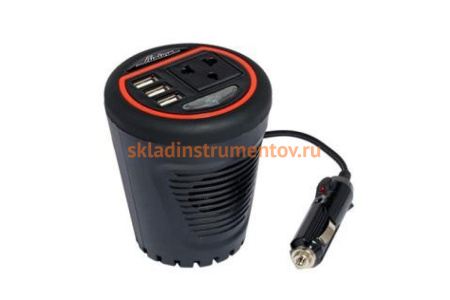 Инвертор в подстаканник с тремя выходами USB Airline API-120-00 (12В-220В, 120 Вт)