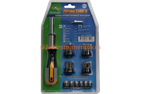 Набор бит и головок DIY + отвертка с трещеткой (40 предметов) ПРАКТИКА 775-143