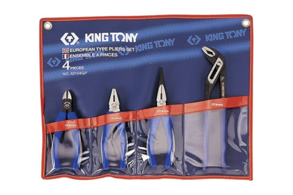 Набор пассатижей, плоскогубцев и бокорезов 4шт KING TONY 42104GP01