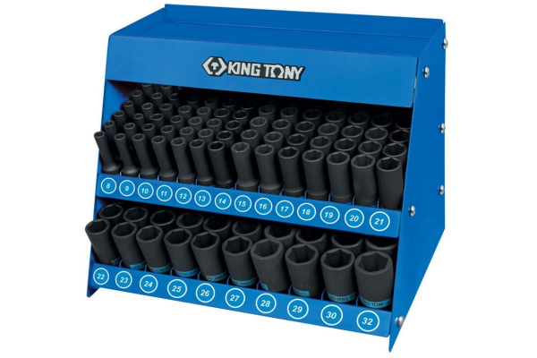 Стенд с ударными глубокими торцевыми головками (1/2", 5/16"-1&1/4", серия 4435S, 102 предмета) KING TONY 4466SP