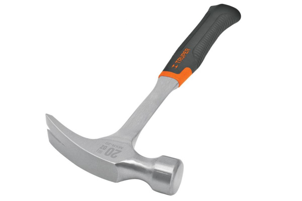 Молоток-гвоздодер TRUPER MXR-16 17857 с полированным бойком, металлическая ручка