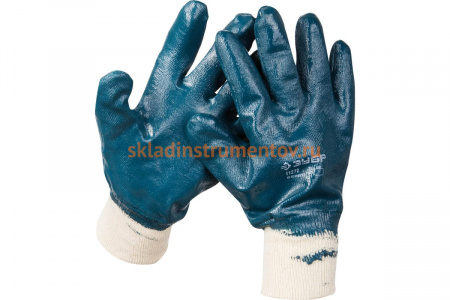 Перчатки "МАСТЕР" рабочие с манжетой с нитриловым покрытием (р. M 8) Зубр 11272-M