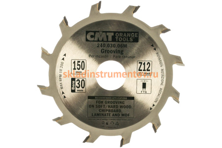 Диск пильный по дереву (150х30х3/2 мм; Z12) CMT 240.030.06M Диск пильный по дереву (150х30х3/2 мм; Z12) CMT 240.030.06M