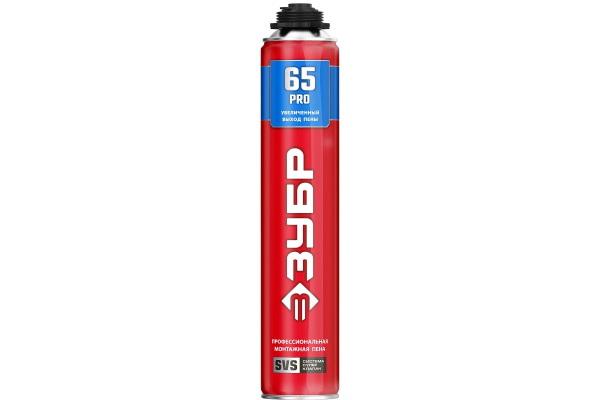 Монтажная пена ЗУБР PRO 65 850 мл с увеличенным выходом, пистолетная, всесезонная, SVS 41147_z01