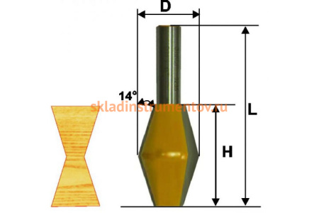 Фреза кромочная конусная (28,6х45 мм; 14°; хвостовик 12 мм) Энкор 10643
