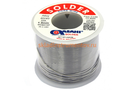 Припой (1 мм, 0.25 кг, Sn60/Pb40, FC5000 флюс RMA) ASAHI 00-00000074 Припой (1 мм, 0.25 кг, Sn60/Pb40, FC5000 флюс RMA) ASAHI 00-00000074