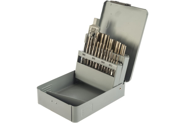 Набор метчиков Thorvik T-COMBO трехпроходные, ручные, универсальные, 22 предмета MTS22 52886