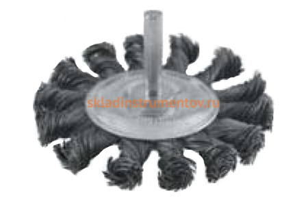 Корщетка дисковая прямая для дрели со шпилькой, стальная витая проволока, 100мм Контрфорс 106210
