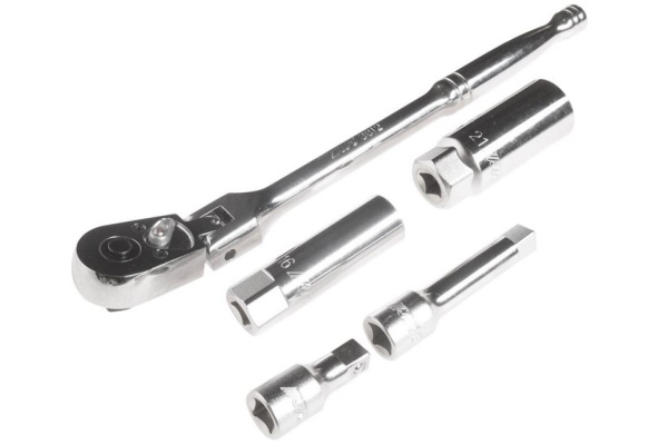 Набор свечных головок с пружинным фиксатором 16, 21 мм, трещоткой и удлинителями 1/-3/4", 3" JTC 3905A