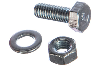 Болт с шестигранной головкой в комплекте с гайкой, шайбой, шайбой пружинной, ЗУБР, МАСТЕР, 303436-06-016