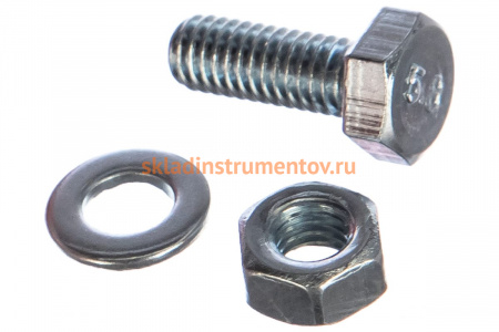 Болт с шестигранной головкой в комплекте с гайкой, шайбой, шайбой пружинной, ЗУБР, МАСТЕР, 303436-06-016