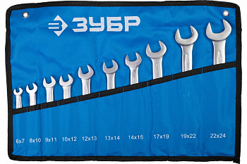 Набор рожковых гаечных ключей 6х24мм, 10шт Зубр ПРОФИ 27027-H10