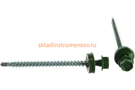 Саморезы Зубр для крепления кровельных материалов к деревянной обрешетке, цвет RAL 6002 зеленый лист, оцинкованный, 4,8x65мм, 180шт 4-300315-48-065-6002