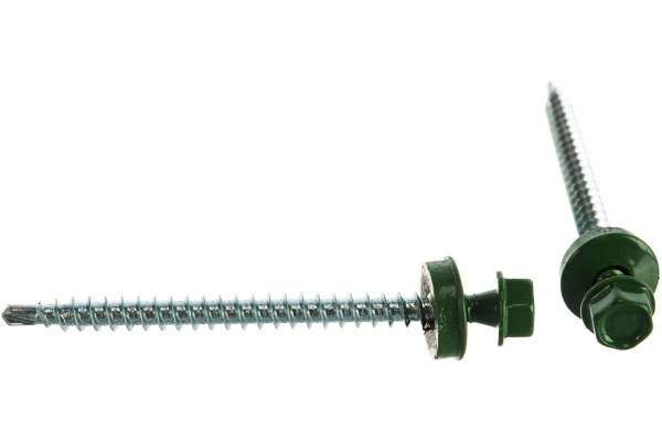 Саморезы Зубр для крепления кровельных материалов к деревянной обрешетке, цвет RAL 6002 зеленый лист, оцинкованный, 4,8x65мм, 180шт 4-300315-48-065-6002