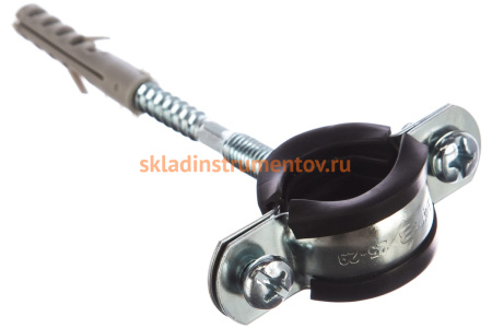 Трубный хомут с гайкой ЗУБР оцинкованный, в комплекте с сантехнической шпилькой 37866-25-29