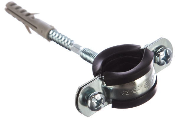 Трубный хомут с гайкой ЗУБР оцинкованный, в комплекте с сантехнической шпилькой 37866-25-29