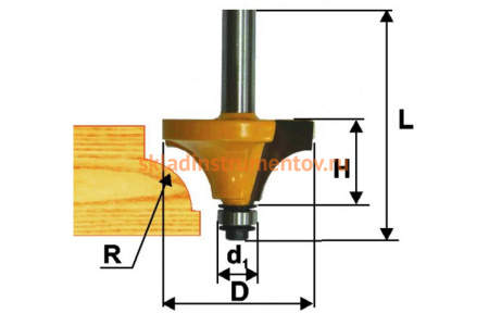 Фреза кромочная калевочная (44.5х22 мм; R 15.8 мм; хвостовик 12 мм) по дереву Энкор 10546