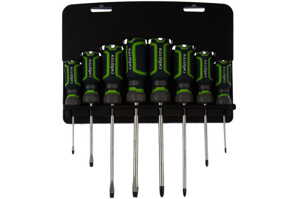 Набор отверток, CrV, 4-х компонентные рукоятки, 8 предметов СИБРТЕХ 13373